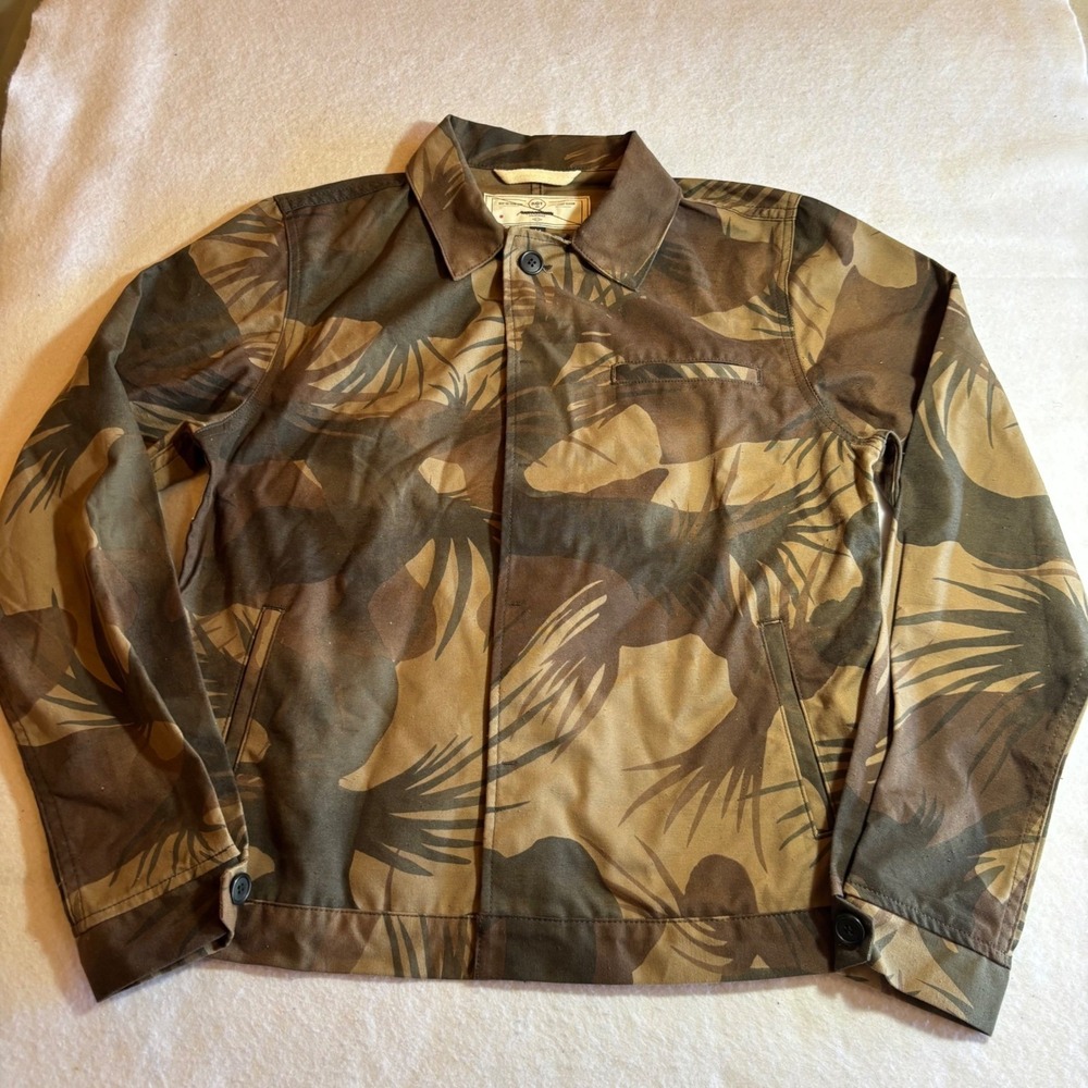 RGT Rough Territory Jacket Chore Coat Mens M Camo Palm Tree Print Button Front